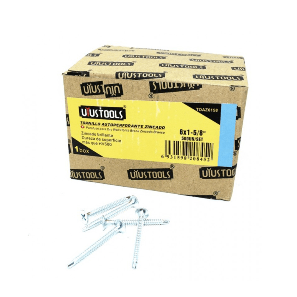Tornillo Autoperforante Zincado 6x1-5/8 Caja 500un
