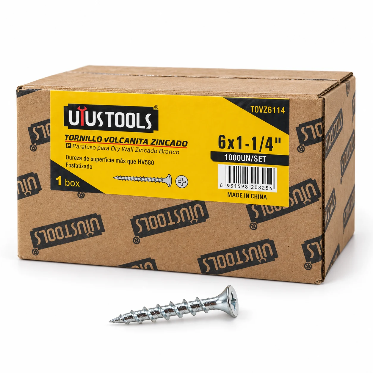 3.000 tornillos 6×1¼″ punta fina