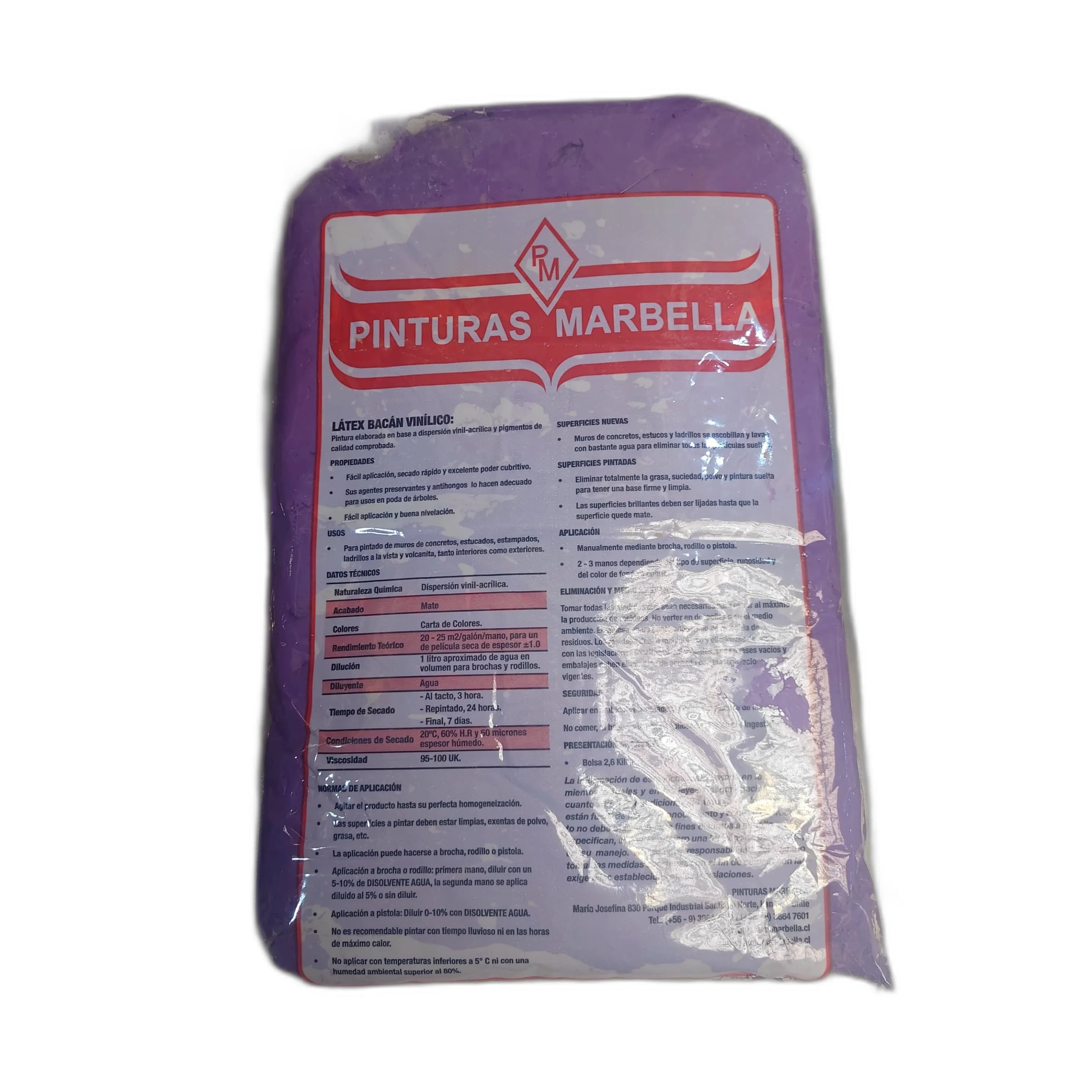 Pintura latex azul violeta BACAN  en bolsa